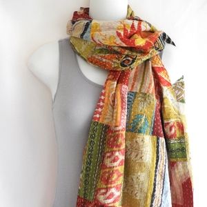 Lovely Boho Patchwork Kantha Sari Scarf